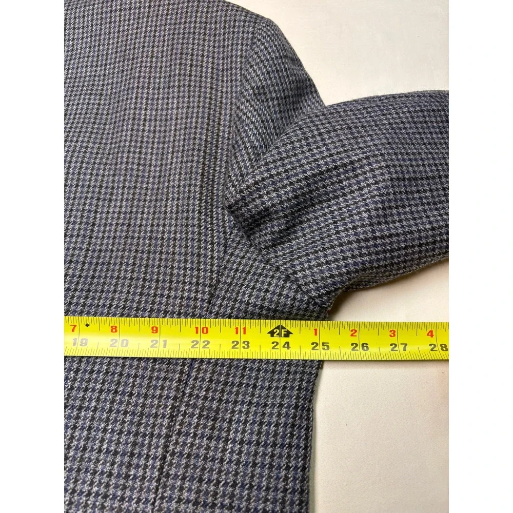 Lauren Ralph Lauren Mens 48R 100% Wool Houndstooth Sport Coat Blazer Blue Grey